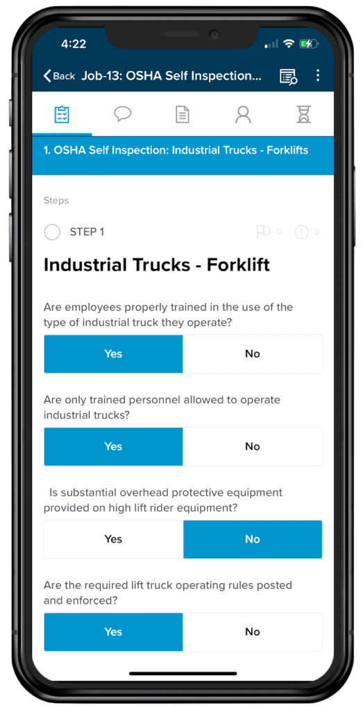 Forklift truck inspection checklist