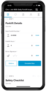 Forklift checklist on mobile app